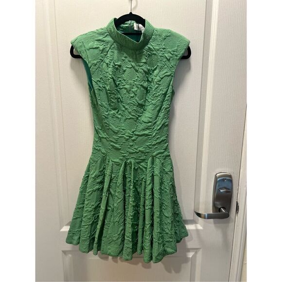ELLIATT Villandry Green Mini Dress Embossed jacquard Dress  size XXS NWT$295 - Picture 7 of 10